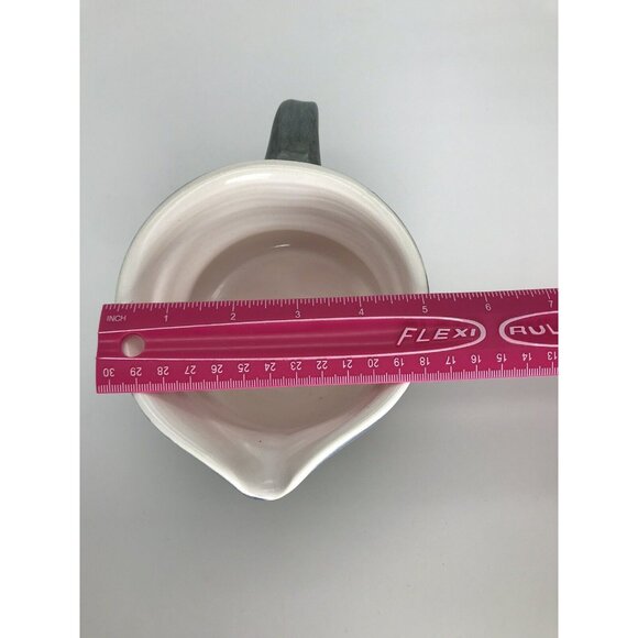 Art Pottery Large Creamer Blue Glaze Signed Dated Handle Ceramic Stoneware Gravy - Picture 8 of 9